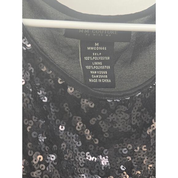 MM Couture by Miss Me Sequin Dress Women’s Size M Black Short Sleeve - Picture 2 of 3